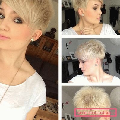 Haircut Pixie for short hair 2018 - 2019 - photos from all sides