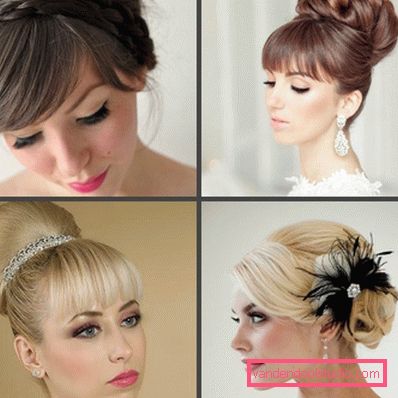 Wedding hairstyle high and low bun with a veil and without it