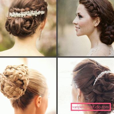 Wedding hairstyle high and low bun with a veil and without it