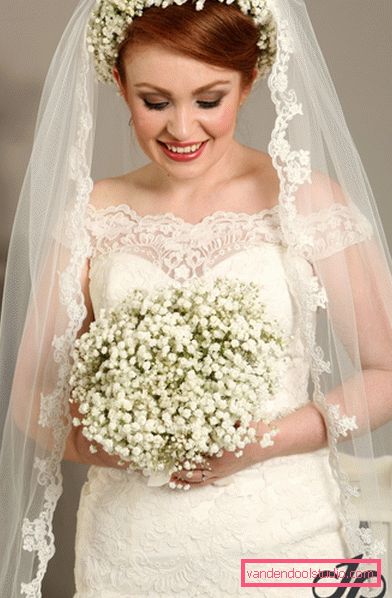 Wedding hairstyles with a veil on medium