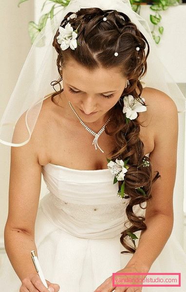Wedding hairstyles with a veil on average