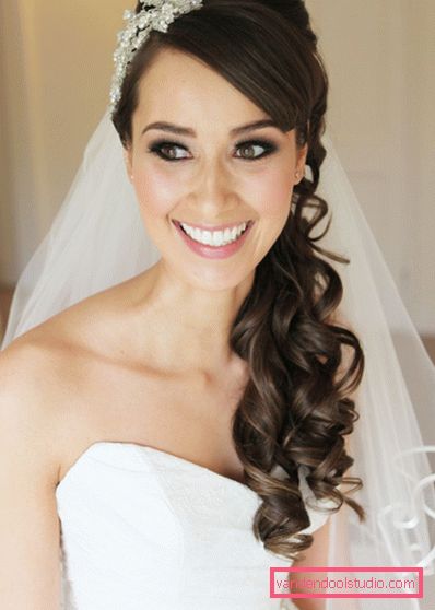 Wedding hairstyles with a veil on average