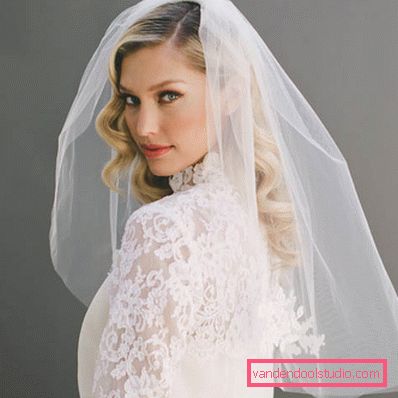 Wedding hairstyles with a veil on medium