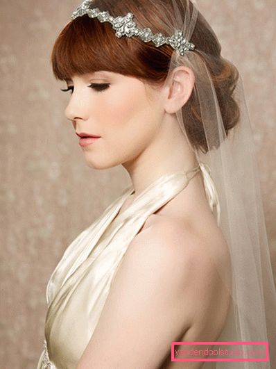 Wedding hairstyles with a veil on medium