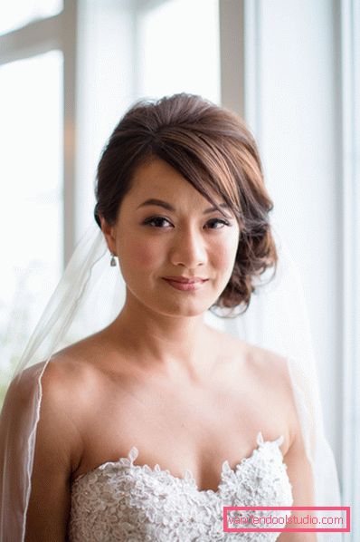 Wedding hairstyles with a veil on medium