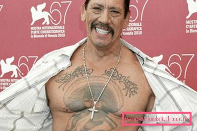 The lady in sambrero on the body of actor Danny Treho The lady in sambrero on the body of actor Danny Treho