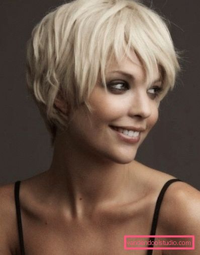 Types of haircuts Cascade on short hair with bangs and without it