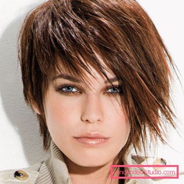 Types of haircuts Cascade on short hair with bangs and without it