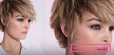 Types of haircuts Cascade on short hair with bangs and without it