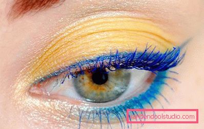 blue arrows on yellow make up eyes blue arrows on yellow make up eyes