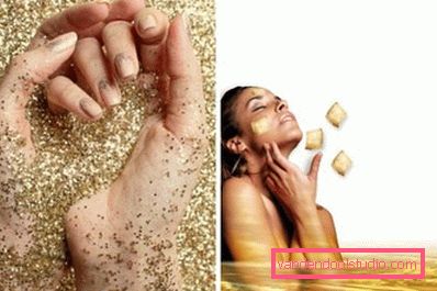 precious metal particles on hands and face